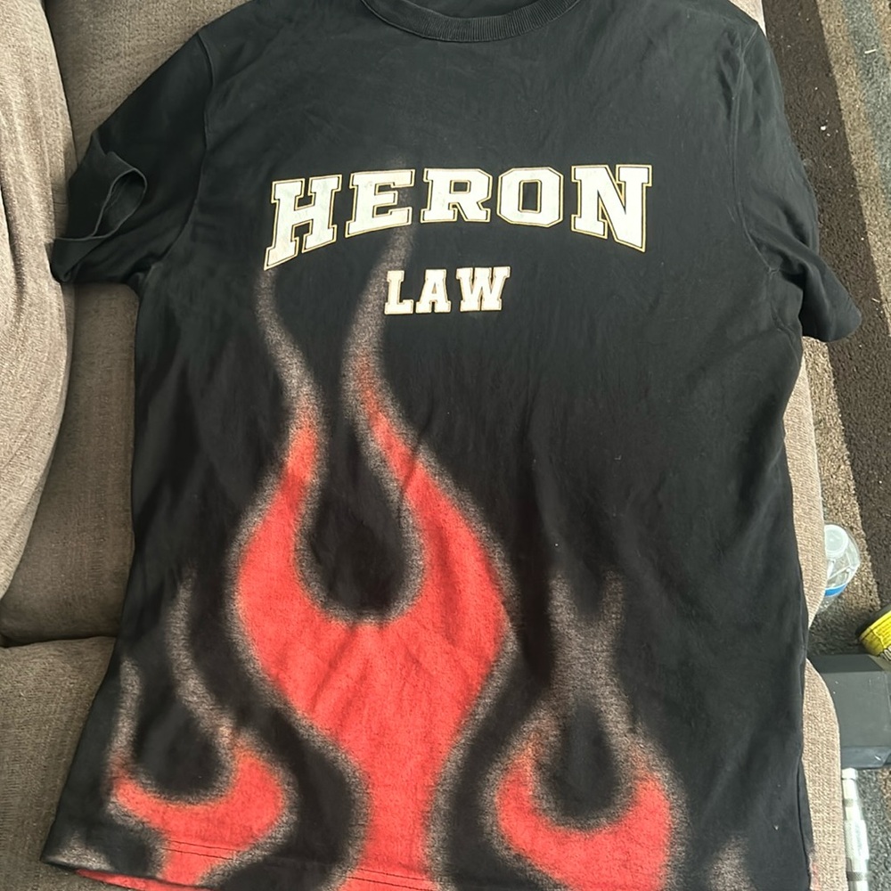 Heron Preston heron law red flame shirt